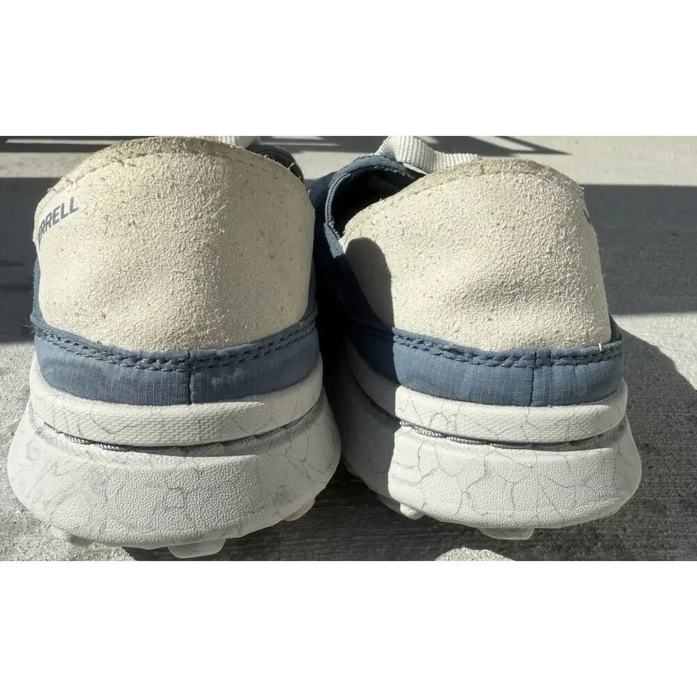 Merrell Hut Moc Women’s 8 Slip On Shoes Blue Quilted Ripstop Camp Loafers